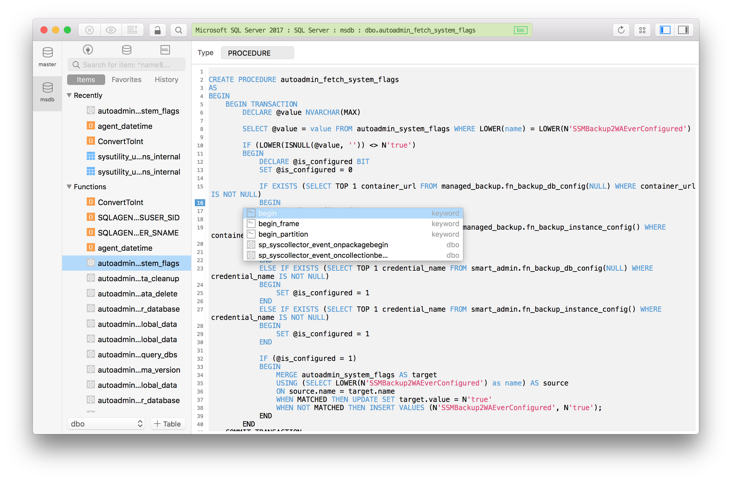 tableplus view stored procedure