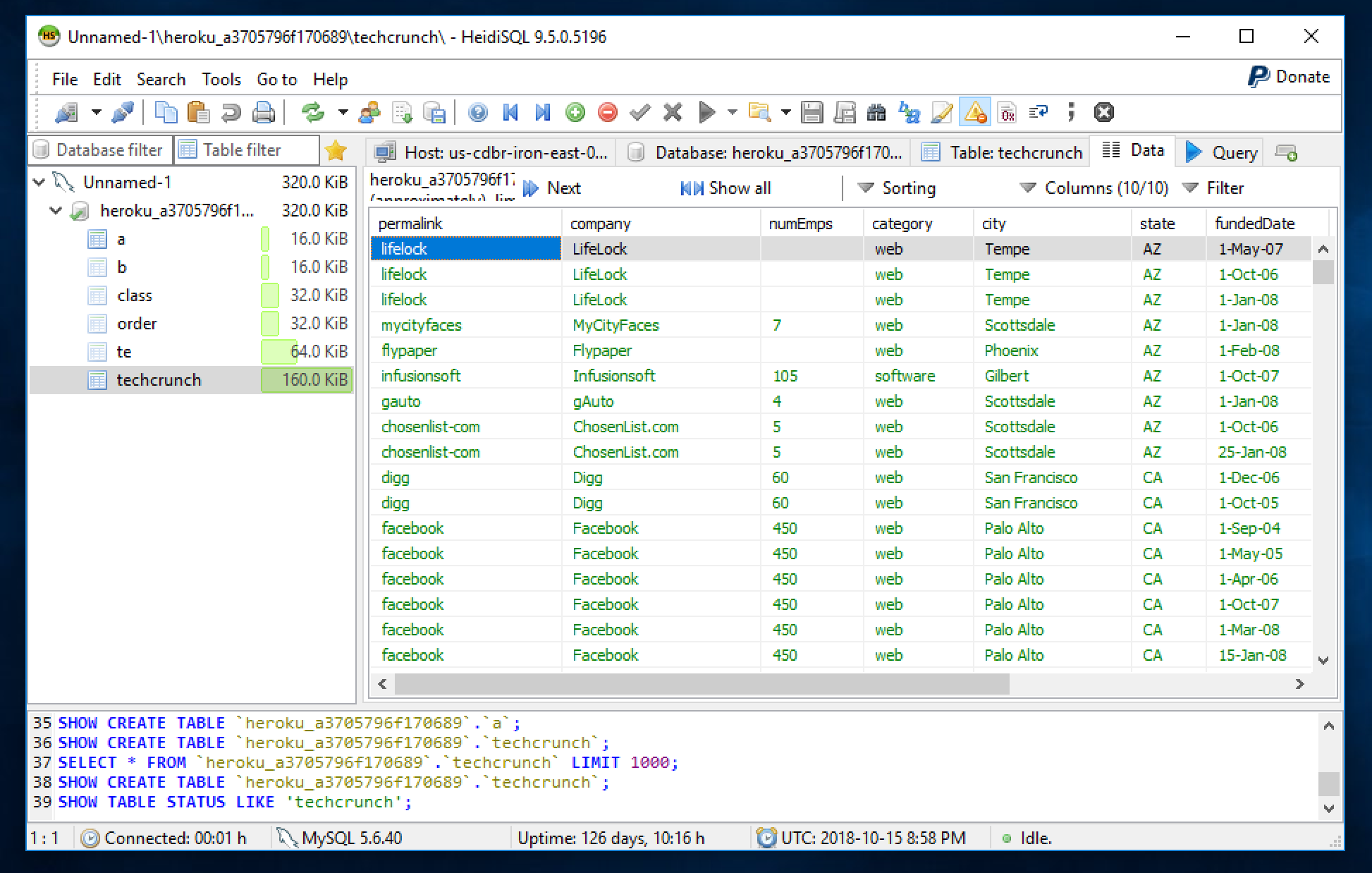 create tables dbeaver