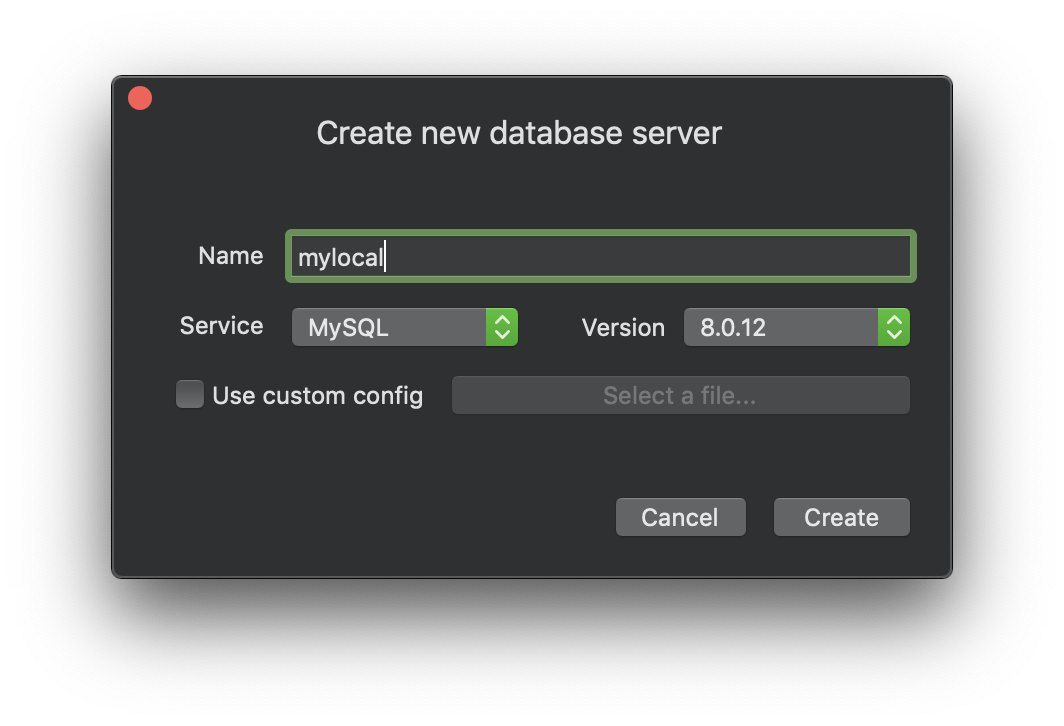 Create a new database server