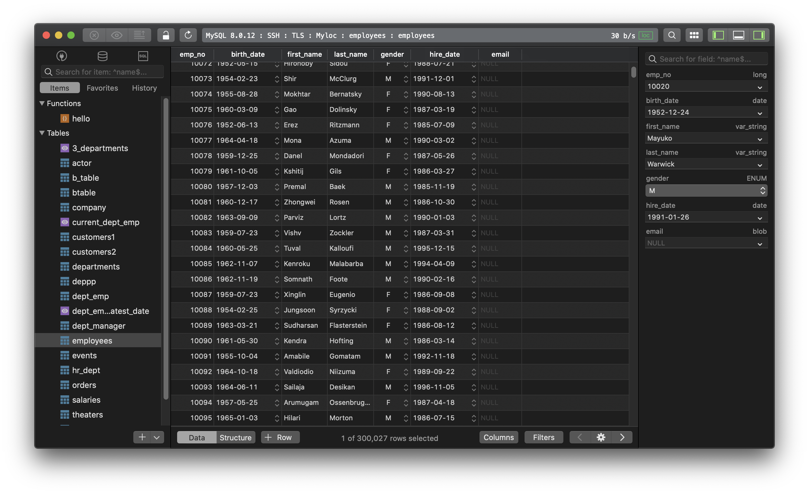 tableplus show stored procedure