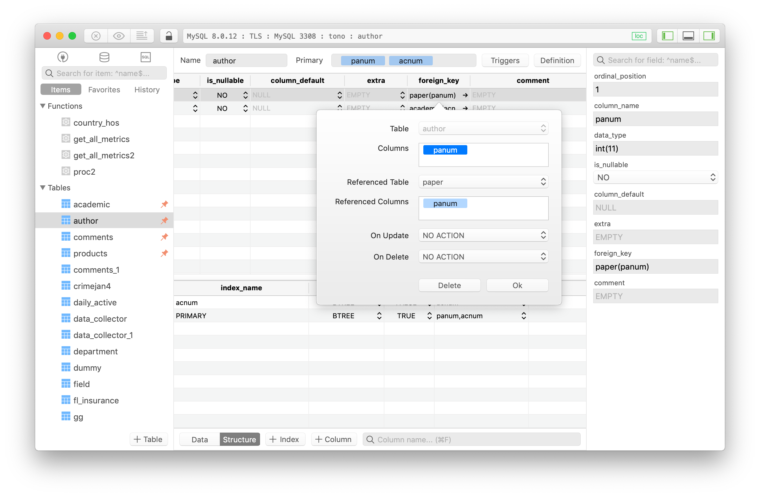 mysql tableplus