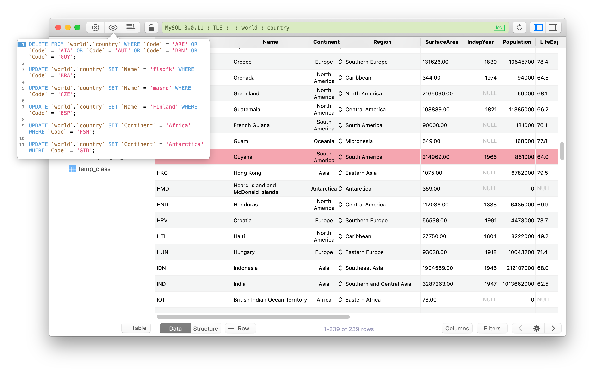 tableplus see field restrictions