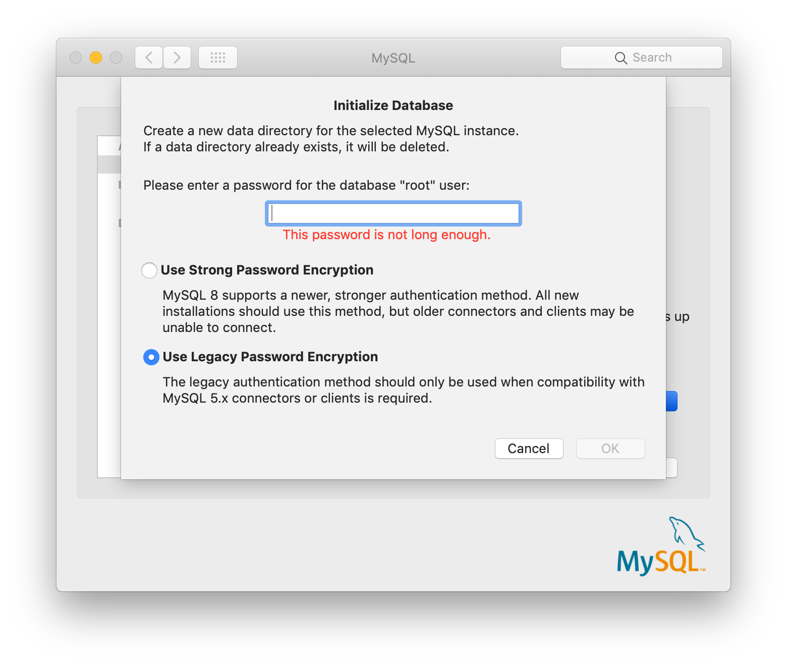 mysql access denied for user mac