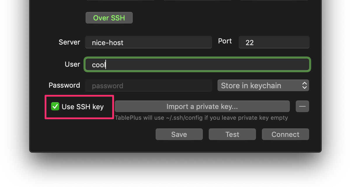 Connection over SSH