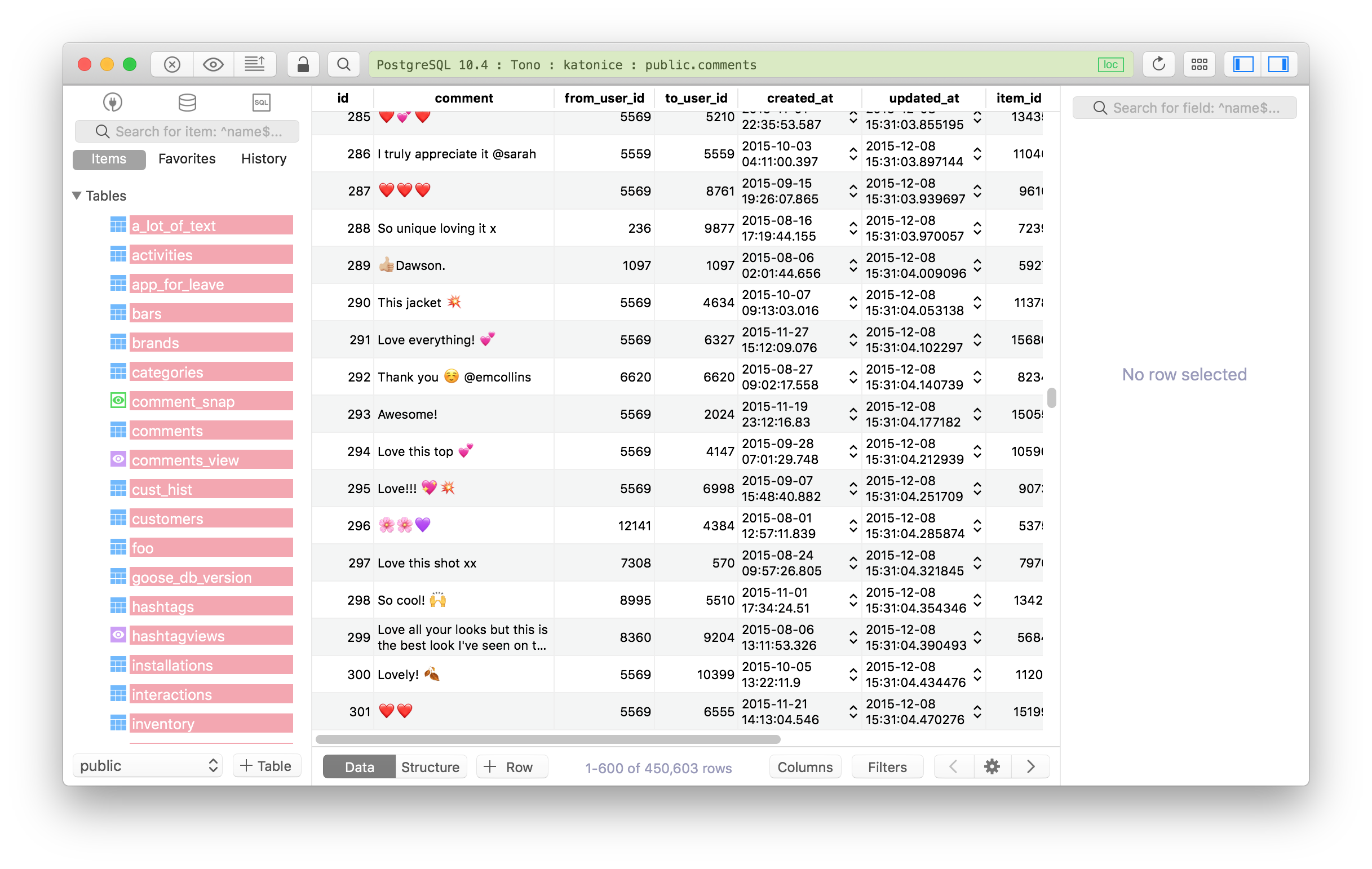 tableplus see field restrictions