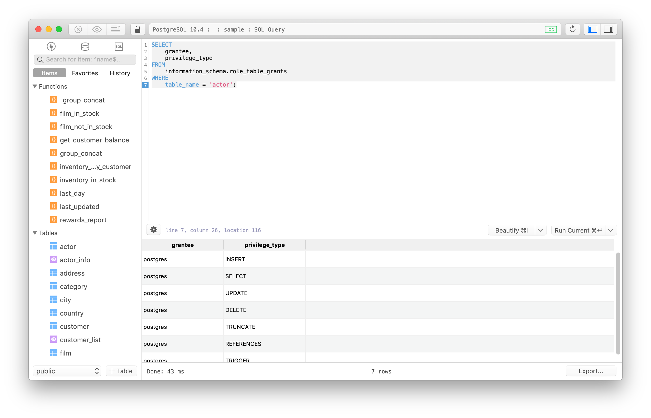 tableplus show stored procedure