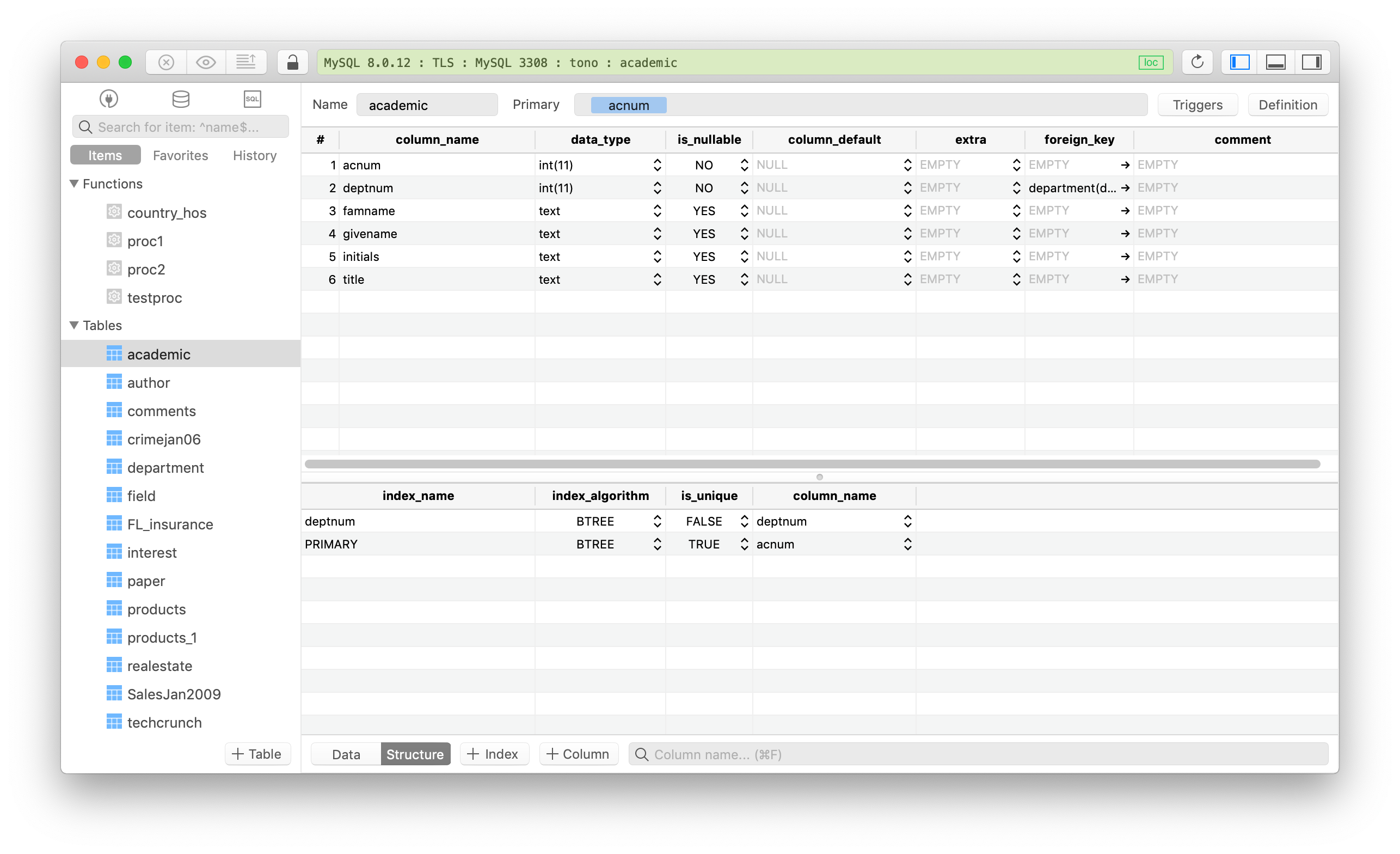 Edit DB structure