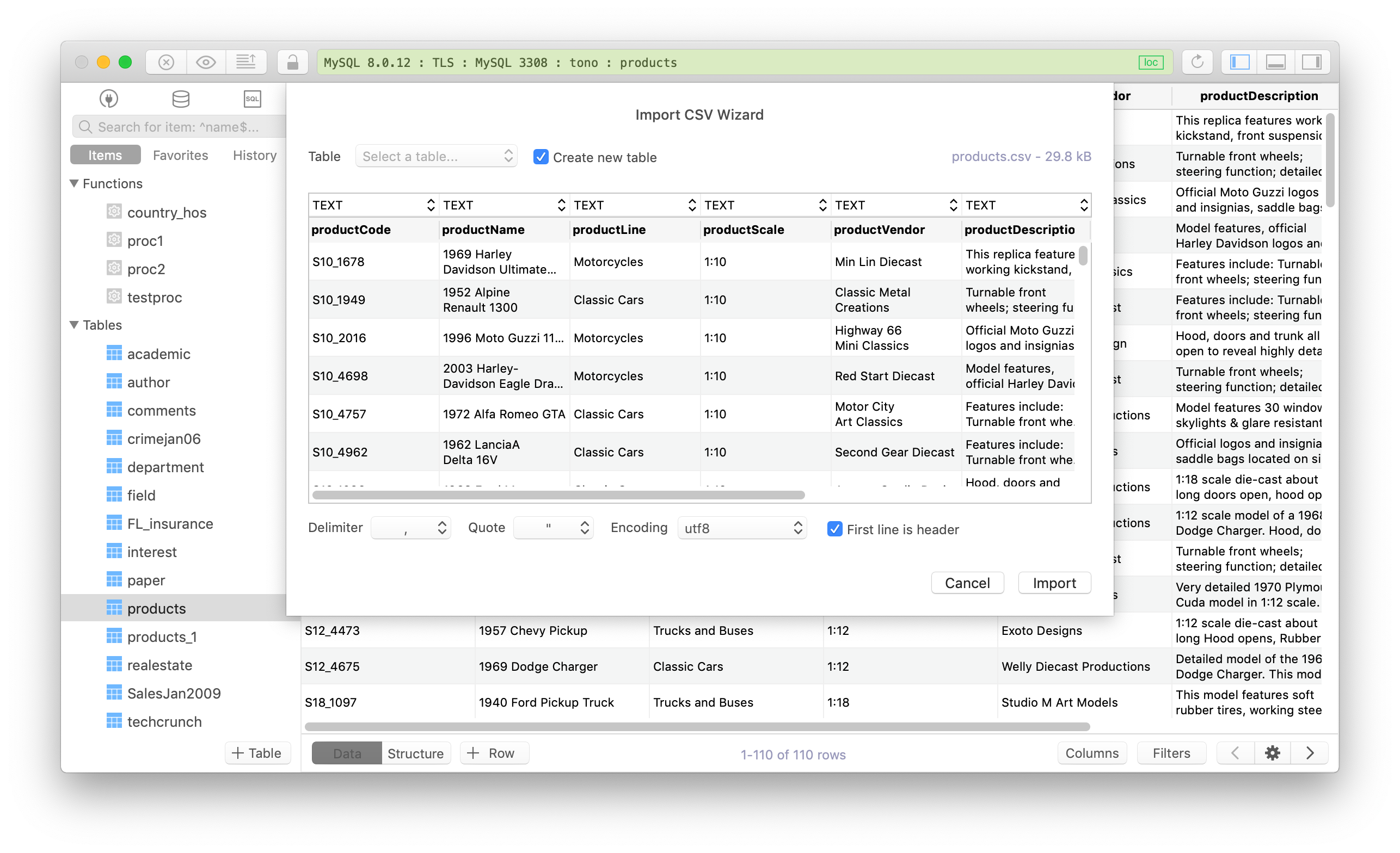 Import CSV