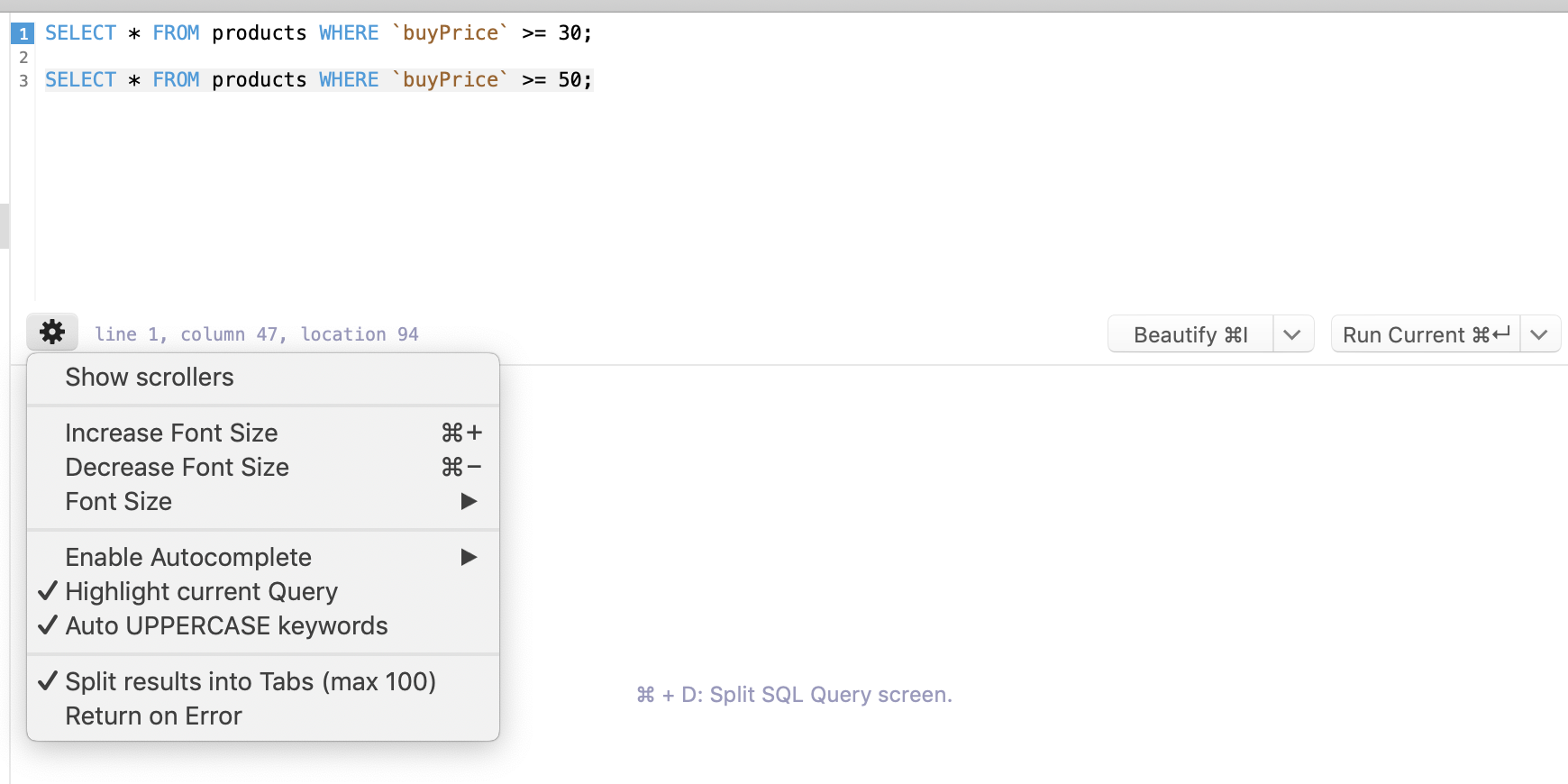 tableplus show stored procedure